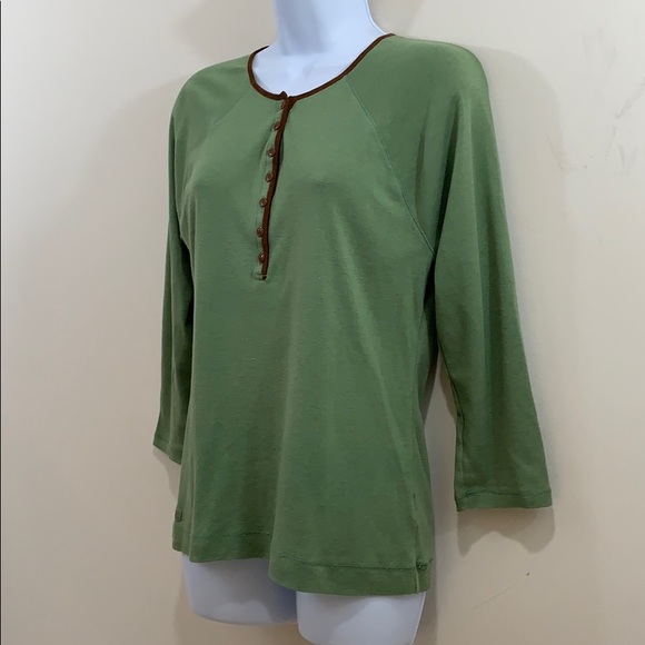 Lauren Ralph Lauren Faux Leather Trim Shirt Sz L - Picture 4 of 8